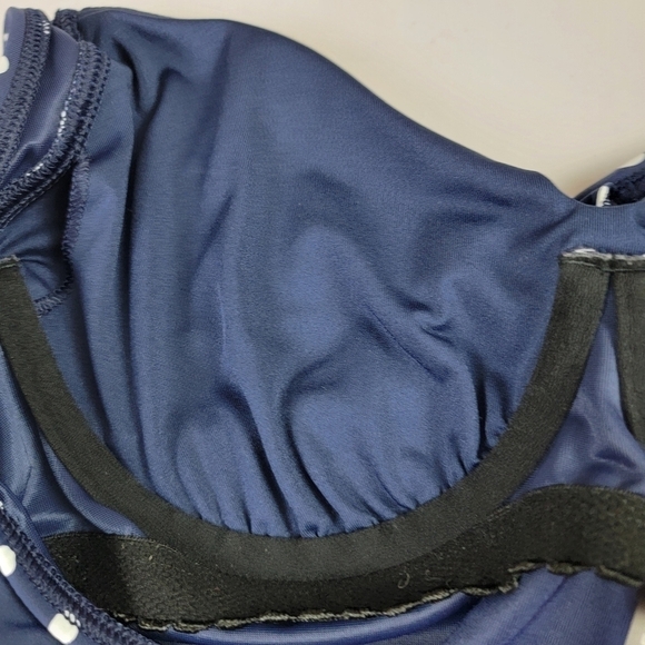 Lands' End Deep Sea Polka Dot V-Neck Wrap Underwire Tankini Swim Top Sz 8 - Picture 11 of 16